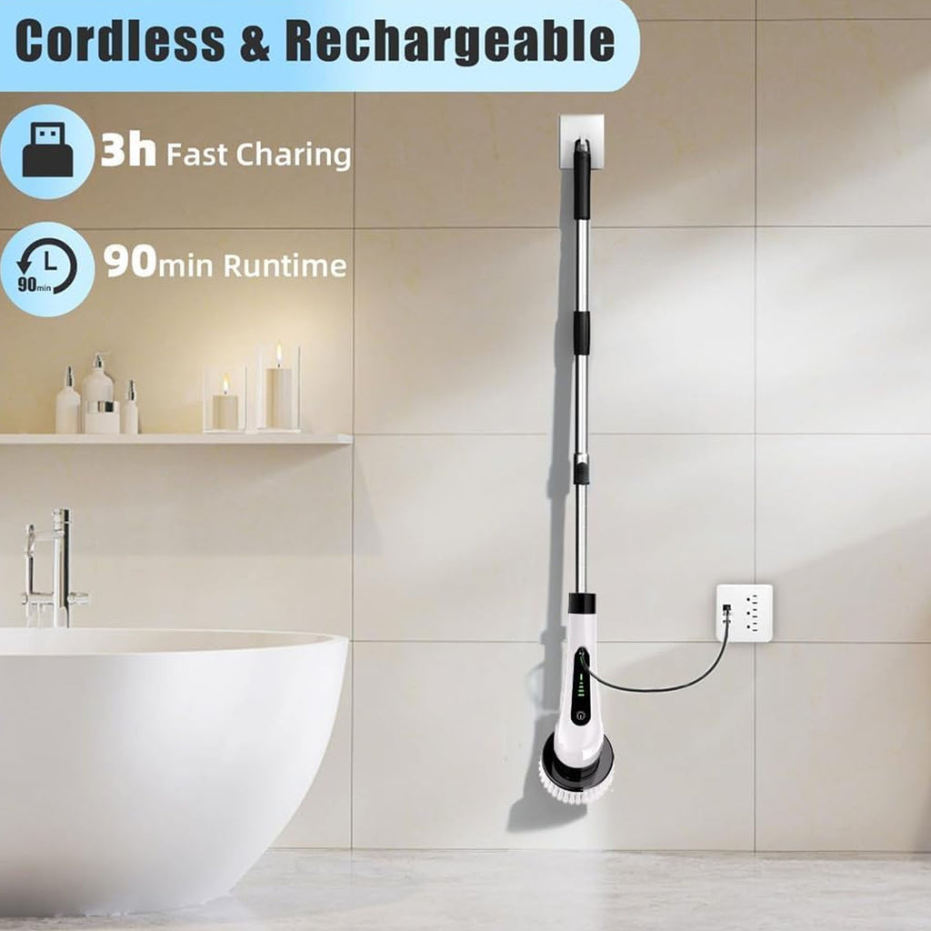 9-in-1 Electric Cleaning Brush With Long Extendable Handle (1 Set)
