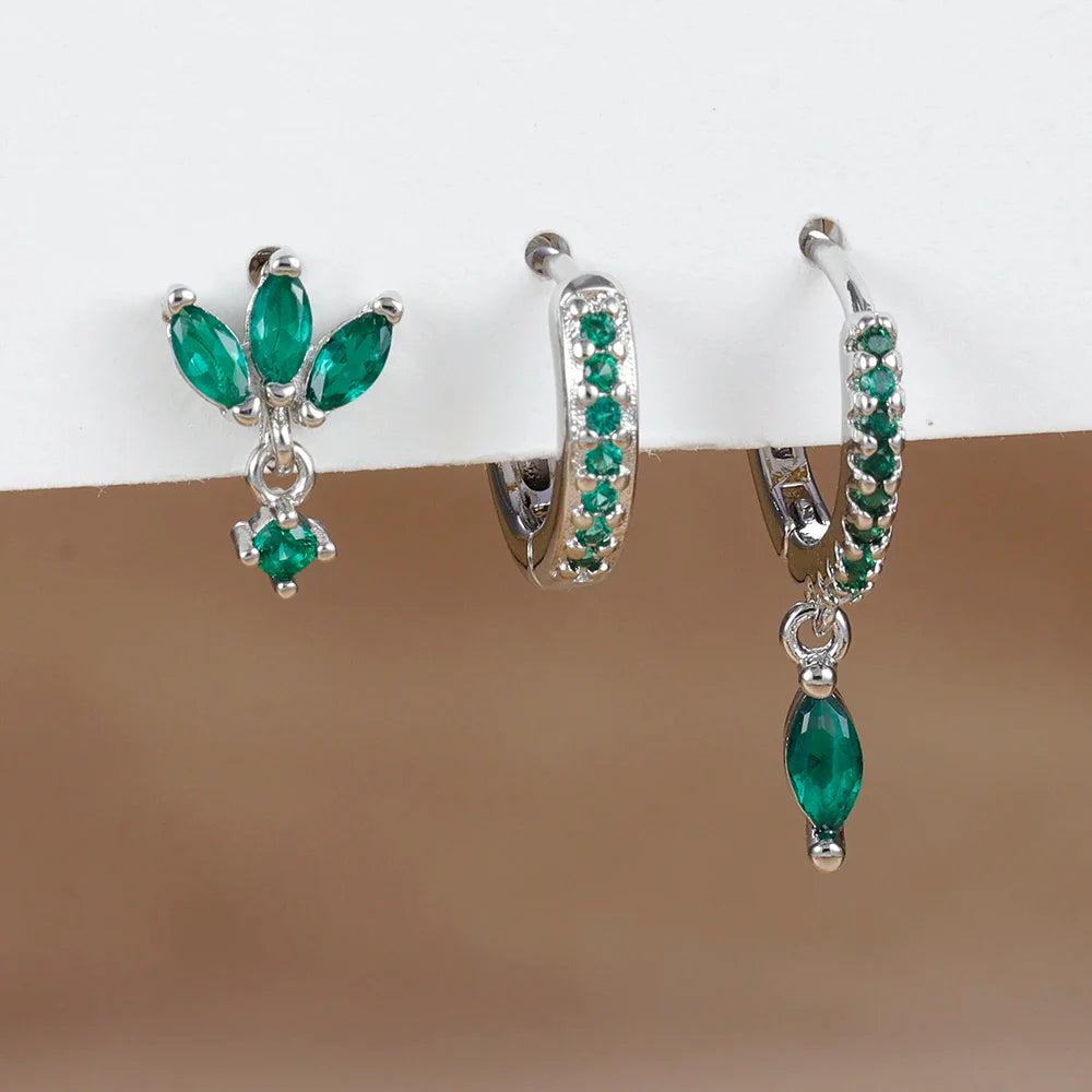 3PCS Horse Eye Zircon Stud Earrings