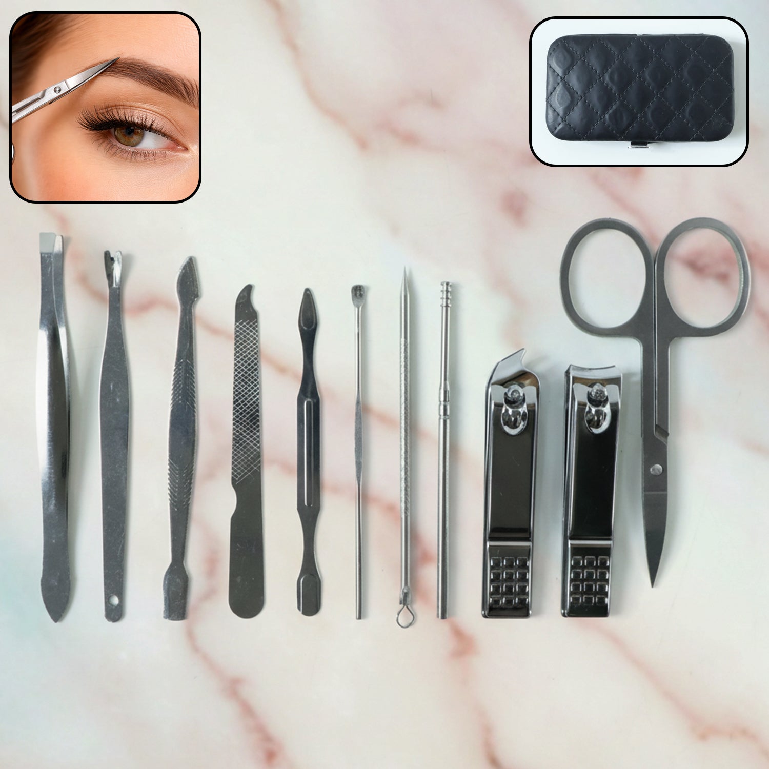 11 In 1 Stainless Steel Personal Grooming Manicure Pedicure Care Kit
