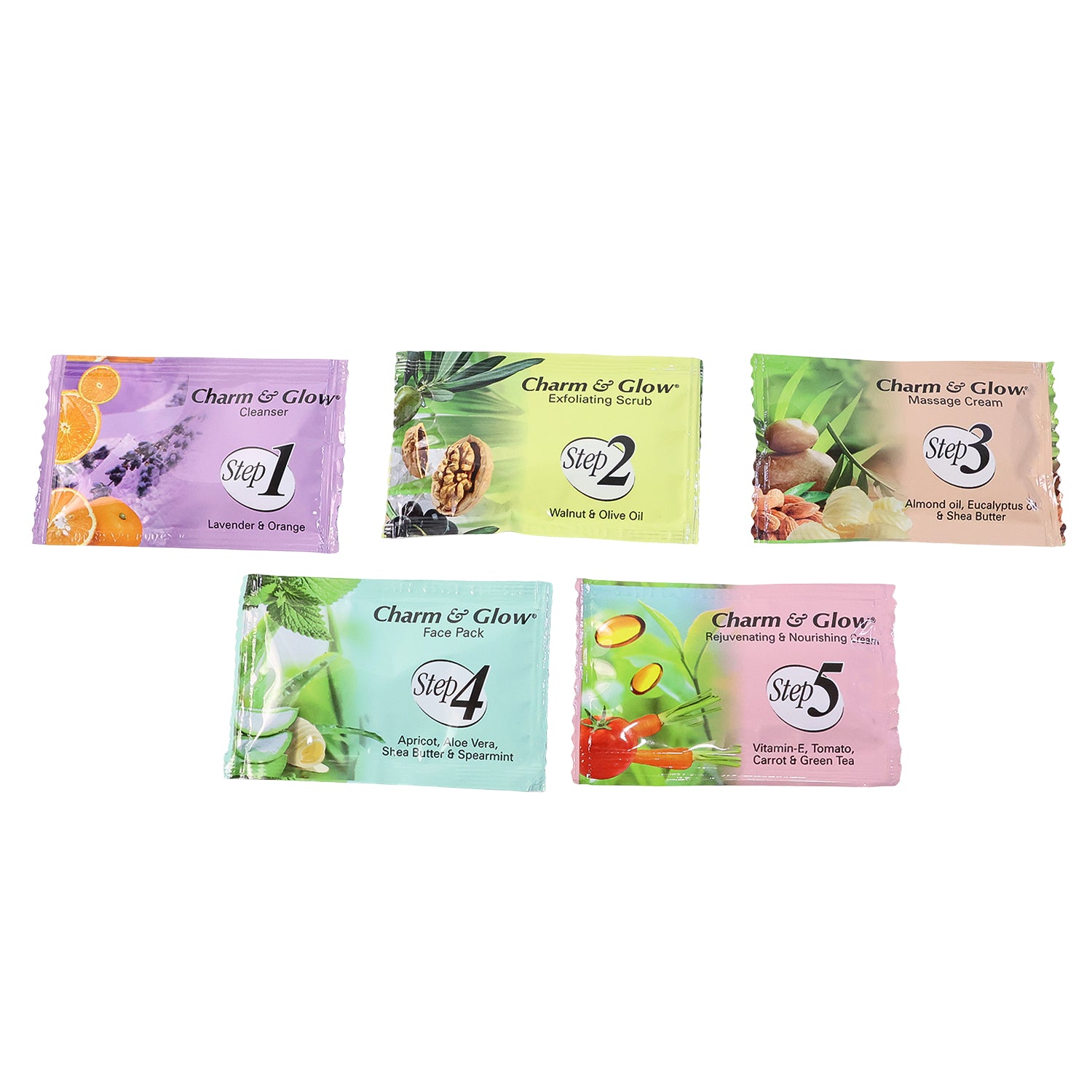Charm  Glow 5-step Herbal Facial Kit (1 Pc)