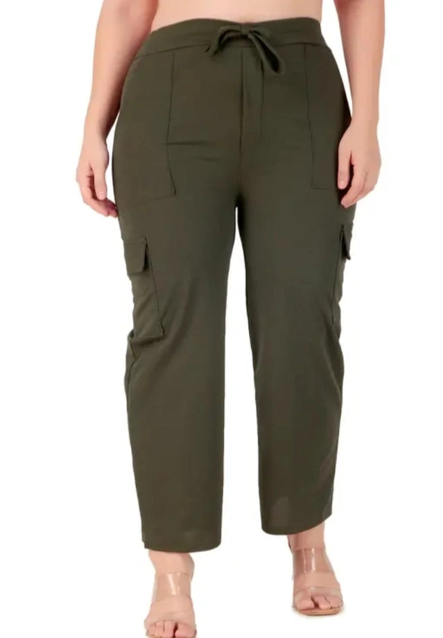 Cotton Blend Straight Fit Trouser for Women (Olive, S)