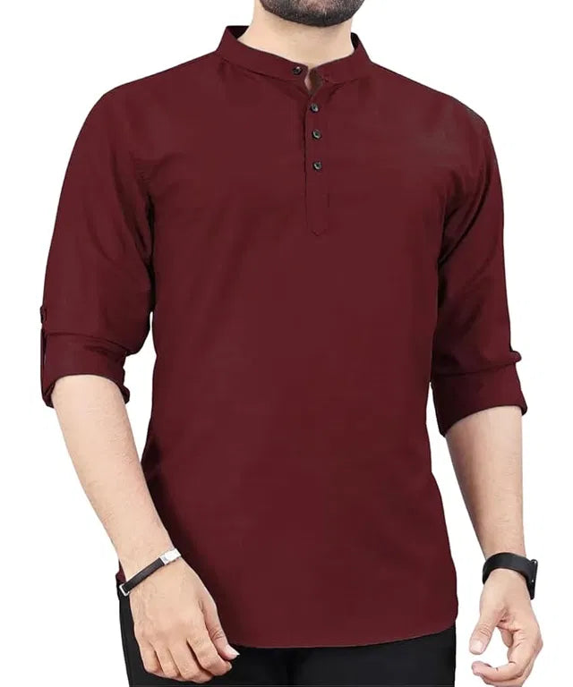 Men's Slim Fit Full Sleeve Cotton Short Kurta Pack of 2