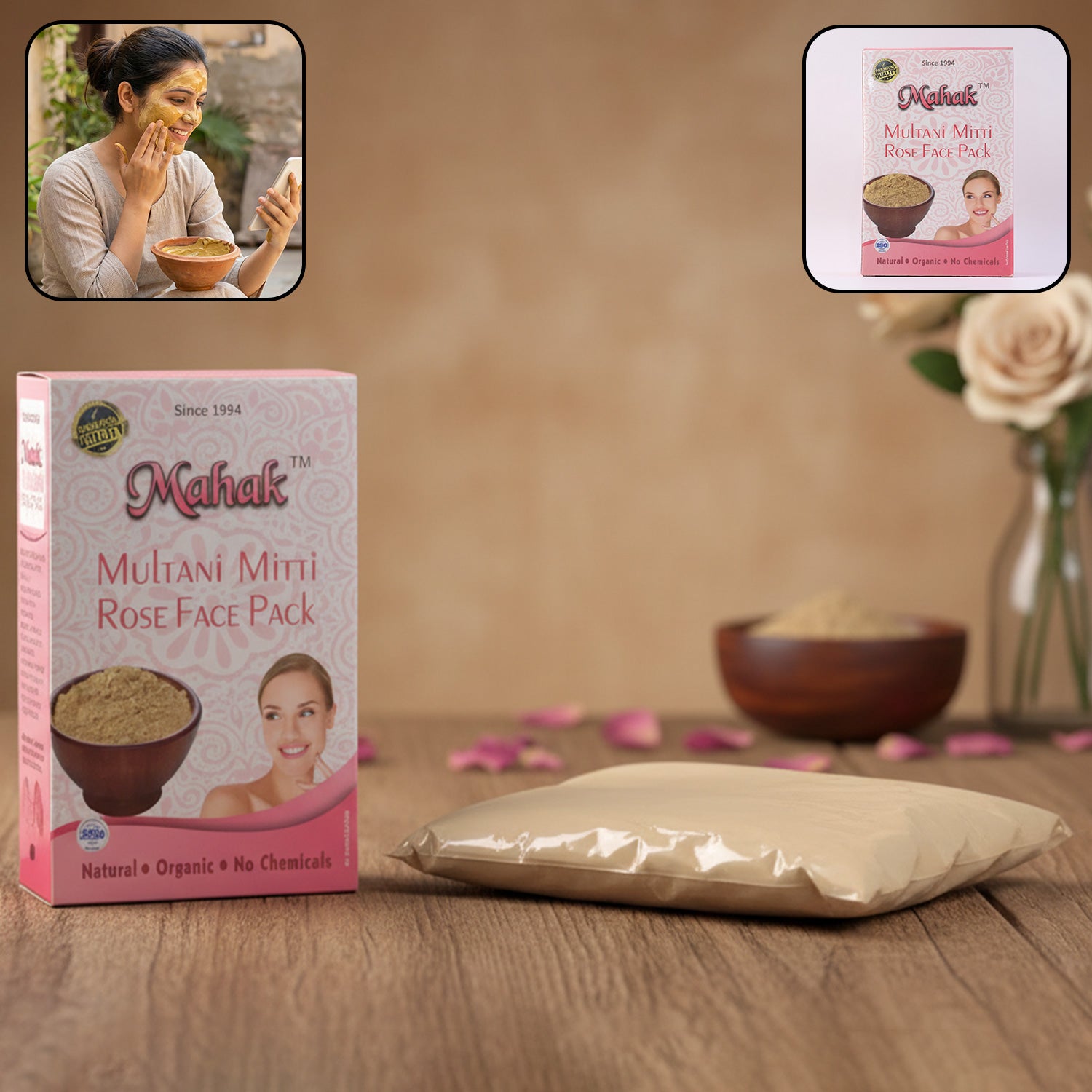 Herbal Multani Mitti  Rose Based Face Pack  80 Gm