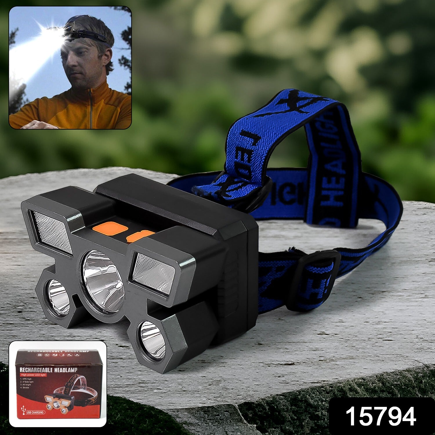 5 Led Headlamp Usb Rechargeable Head Light (1 Pc)