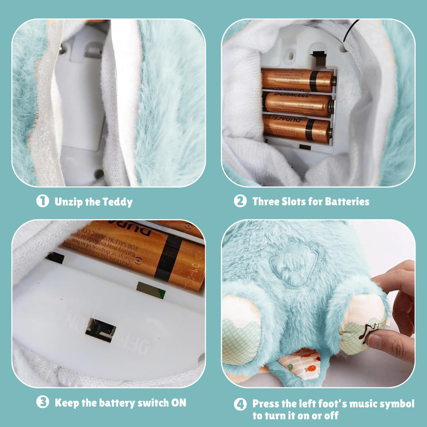 Soft Plush Musical Teddy Bear Toy With Led Light  (1 Pc)