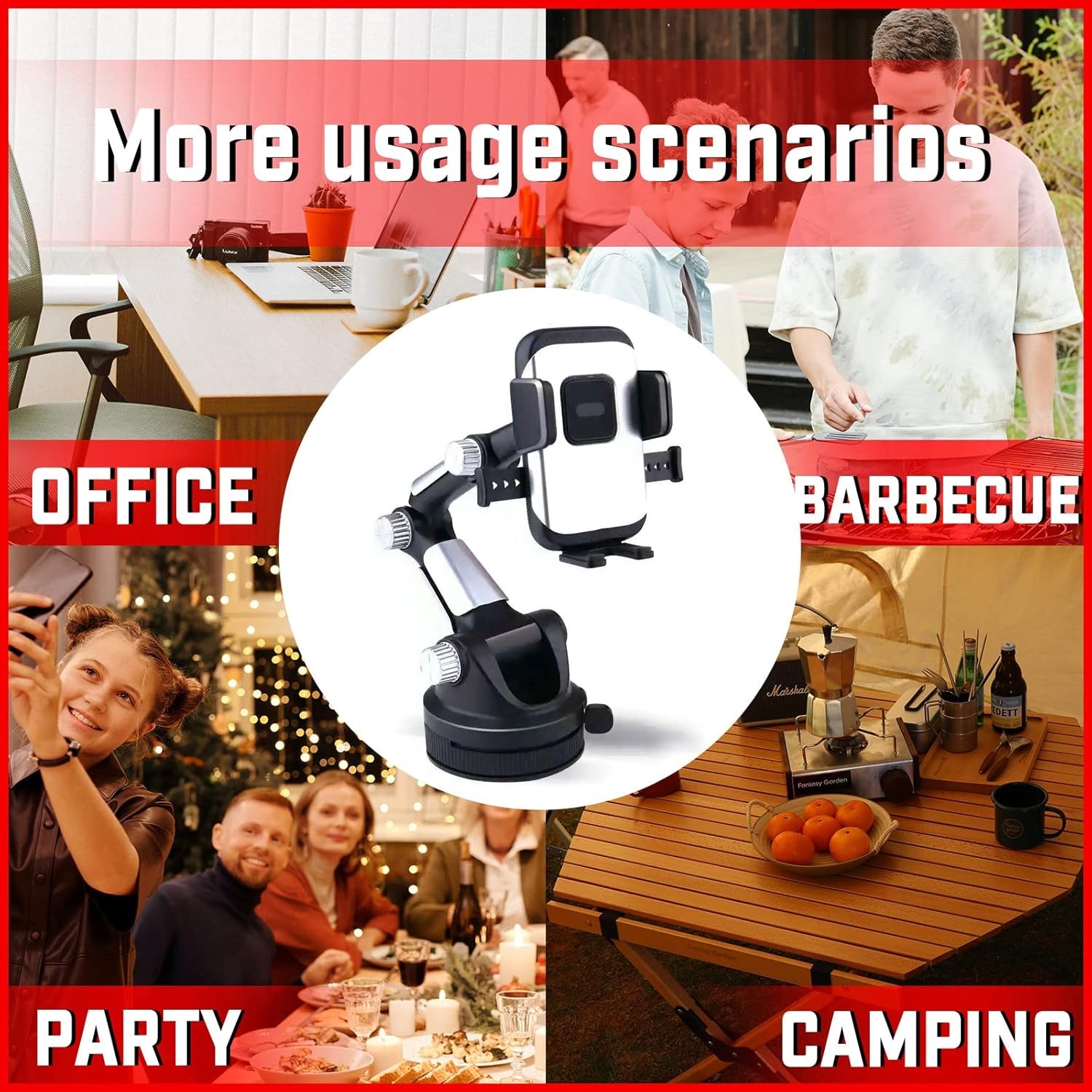 Adjustable Long-arm Suction Cup Car Phone Holder (1 Pc)