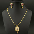 Micro gold-plated plated Ruby and White stone pendant set with matching earrings.