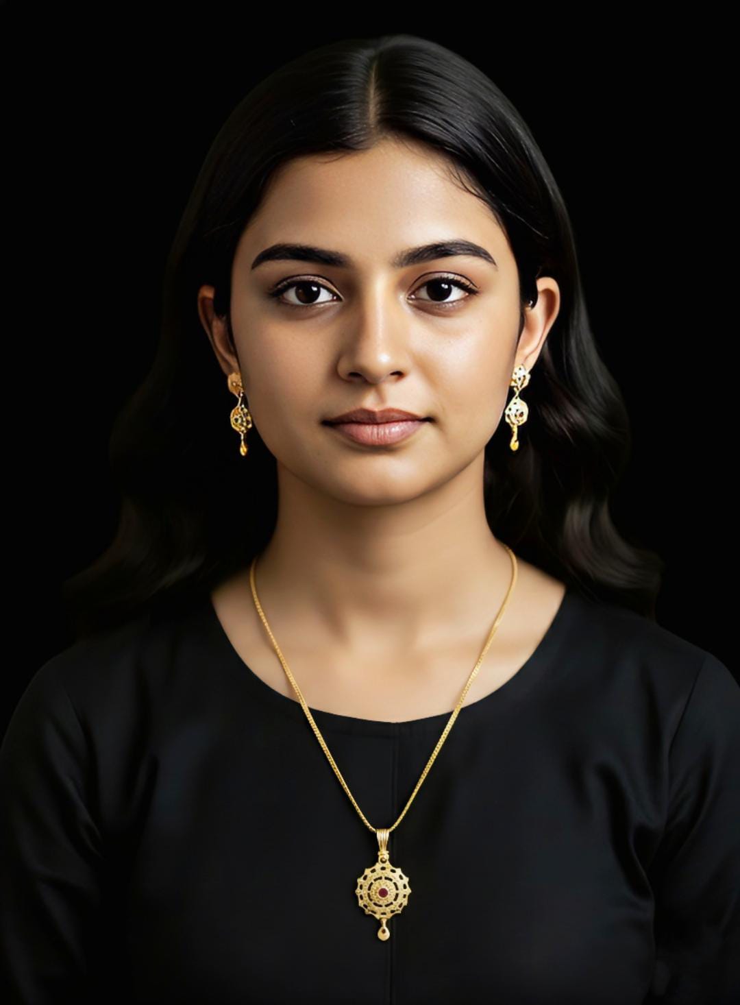 Micro gold-plated plated Ruby and White stone pendant set with matching earrings.