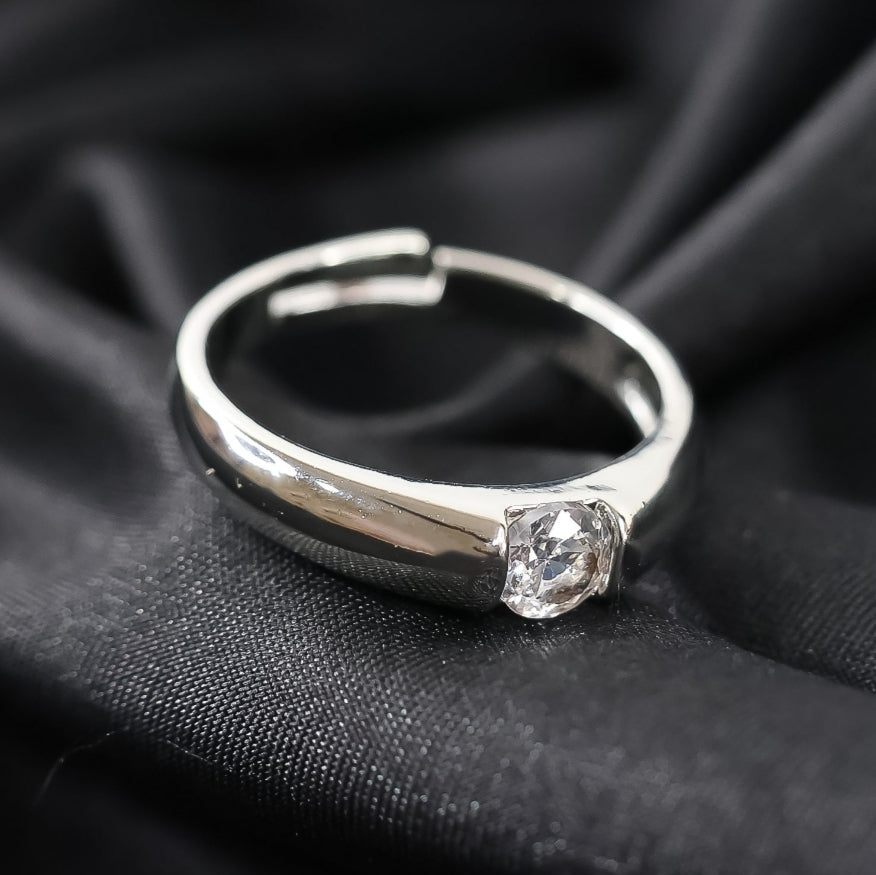 Sterling oxidised silver couple ring gift with attractive red love box (2pcs)