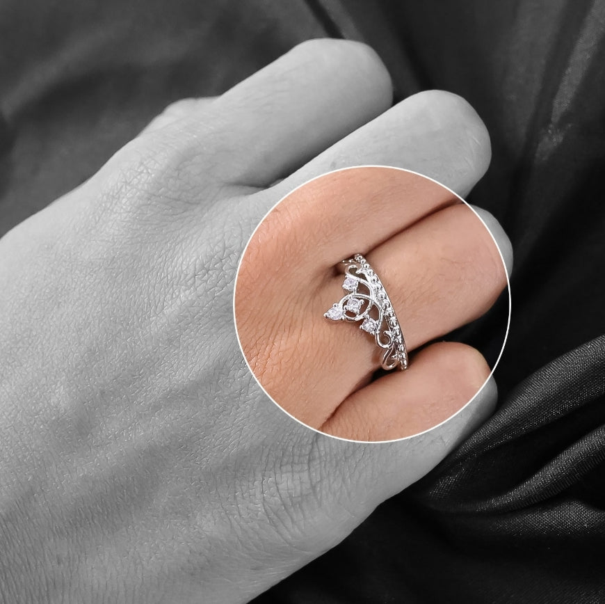 Sterling oxidised silver couple ring gift with attractive red love box (2pcs)