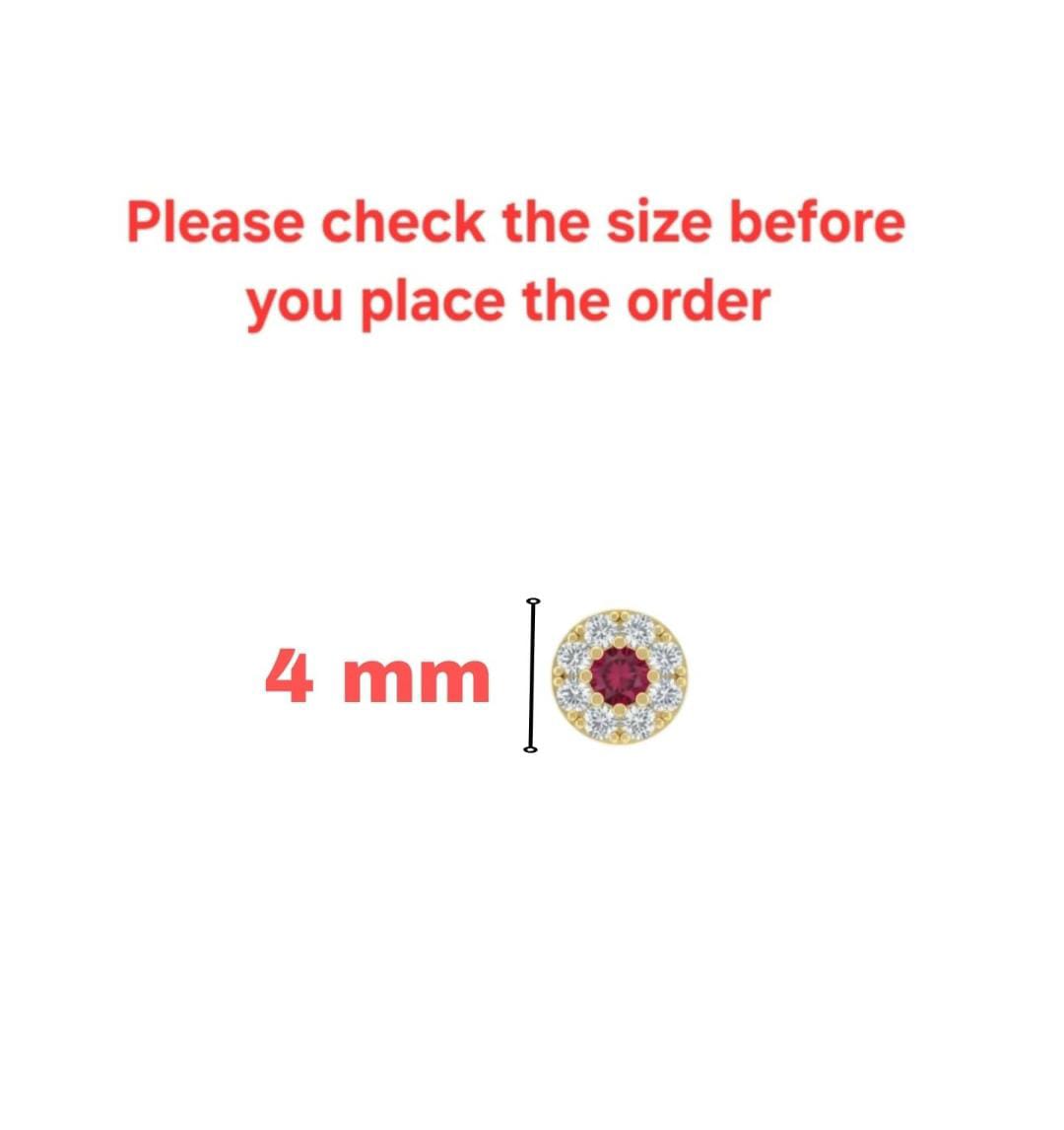 Gold plated Ruby and diamond floral halo nose pin labret stud combo pack of 4