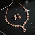Elegant crystal and enamel floral link Necklace set with pearl drop.